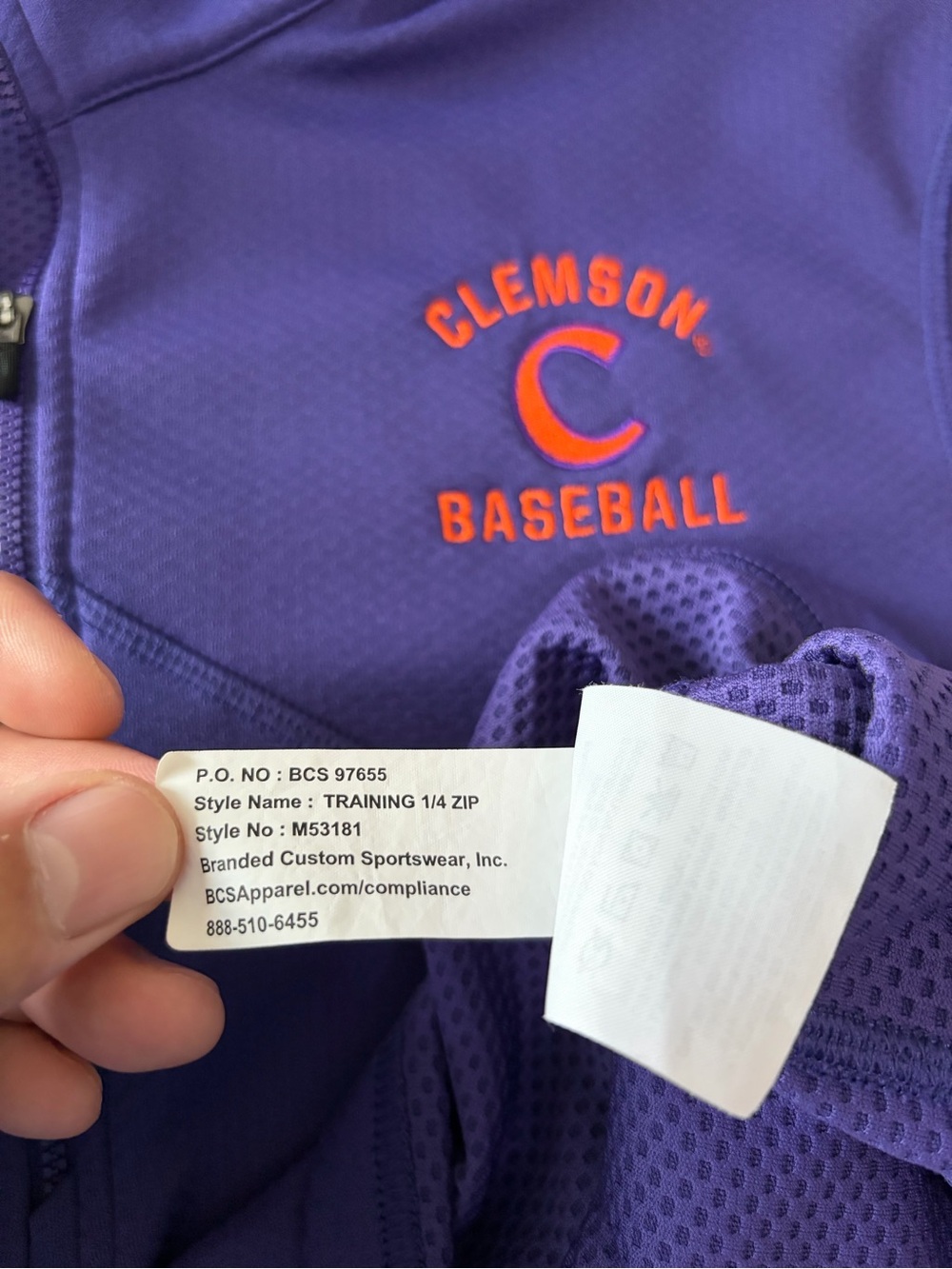 Nike Dri-Fit Clemson Tigers Baseball Training 1/4 Zip, Size: Large - Picture 5 of 6